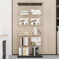 Beauty4U Glass Display Cabinet with 5 Shelves Double Door, Curio Cabinets for Living Room, Bedroom, Office, Black Floor Standing Glass Bookshelf, Quick Installation