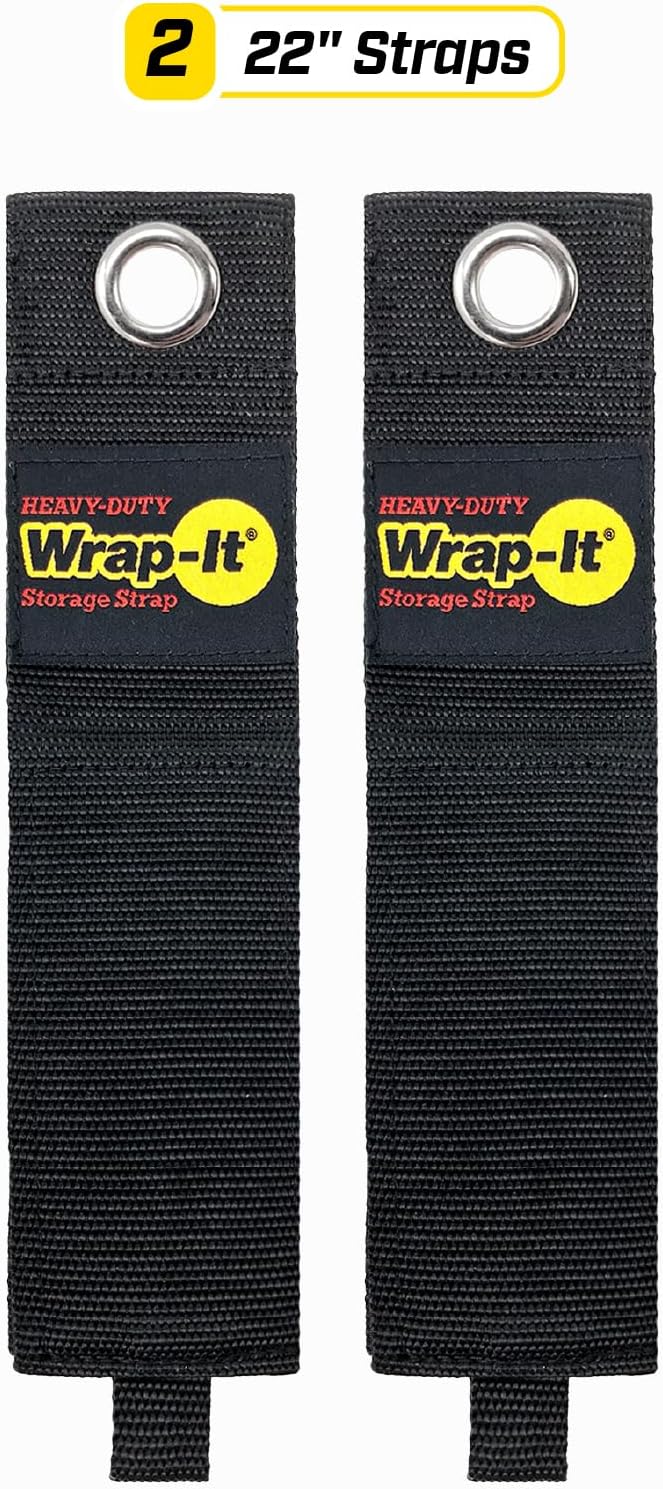 Heavy-Duty Wrap-It Storage Straps, 22" (2 Pack) - Hook and Loop Organizer Hanger for Extension Cords, Cables, Hoses, Rope and More for Garage, Home, Shop, Boat and RV Organization