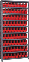 Quantum Storage Systems 1875-203RD Store More Steel Shelving Unit with 6' Shelf Bins, 18' D x 36' W x 75' H, Red
