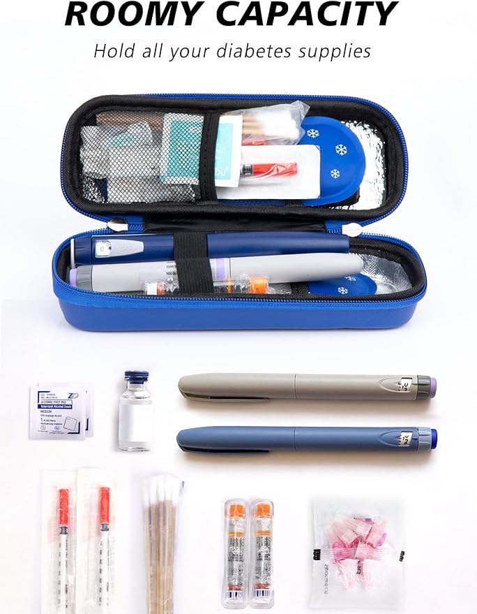 YOUSHARES Insulin Cooler Travel Case with Temperature Display - Refrigerated Medicine Cooling Bag with 2 TSA Approved Ice Pack, Medication Pen Diabetic Supplies Organizer for Trip and Daily