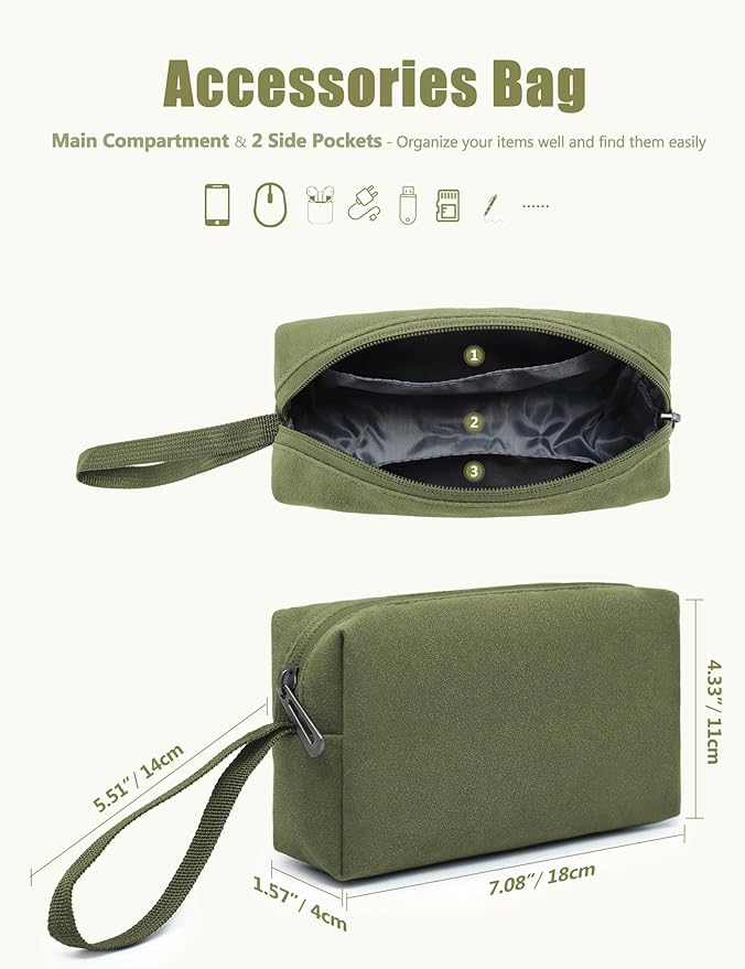 HYZUO 13 Inch Laptop Sleeve with Stand Feature for MacBook Air 13 M4 M3 M2 M1 2025-2018, MacBook Pro 13 M2 M1, 13" iPad Pro/Air, Surface Pro, with Carry Bag, Olive Green