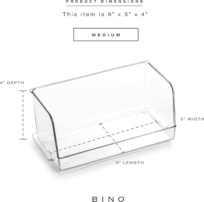 BINO | Stackable Plastic Storage Bins, Medium - 12 Pack | THE MYRIAD COLLECTION | Multi-Use Organizer Bins | BPA-Free | Pantry Organization | Home Organization | Fridge Organizer | Freezer Organizer