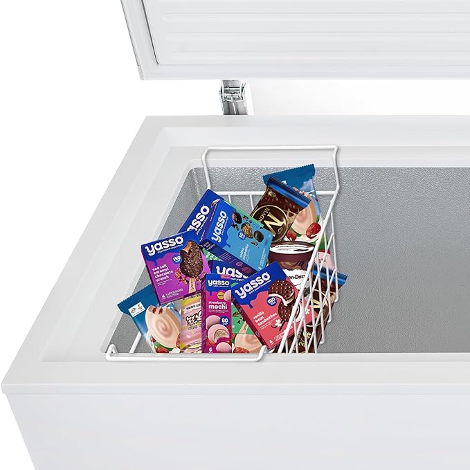 Orgneas 16.5 Inch Freezer Organizer Bins, Metal Wire Basket Bins, Replaces Chest Freezer Basket, Hangable, Sturdy, White