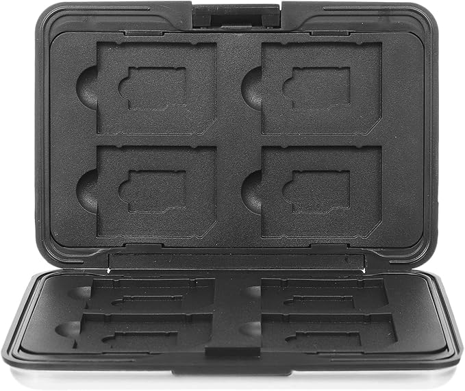 Memory Card Storage Box with Slots Secure Locking Organizer for Micro and Standard Cards Silver Gray Case Holder for Digital Camera Accessories