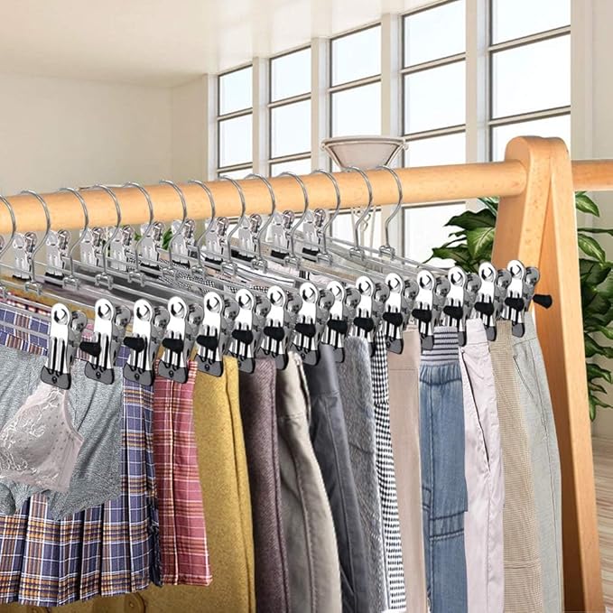 NORTHERN BROTHERS Pants Hangers 50 Pack, Skirt Hangers with Clips Shorts Hanger Closet Heavy Duty Clothes Hangers for Trousers Shirt Jeans Slim Hangers for Women Men