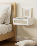 Floating Nightstand,Wall Mounted Night Stand with Drawer,Small Floating Shelves,Floating Wood Bedside Table for Bedroom、Living Room、Bathroom(No Assembly)