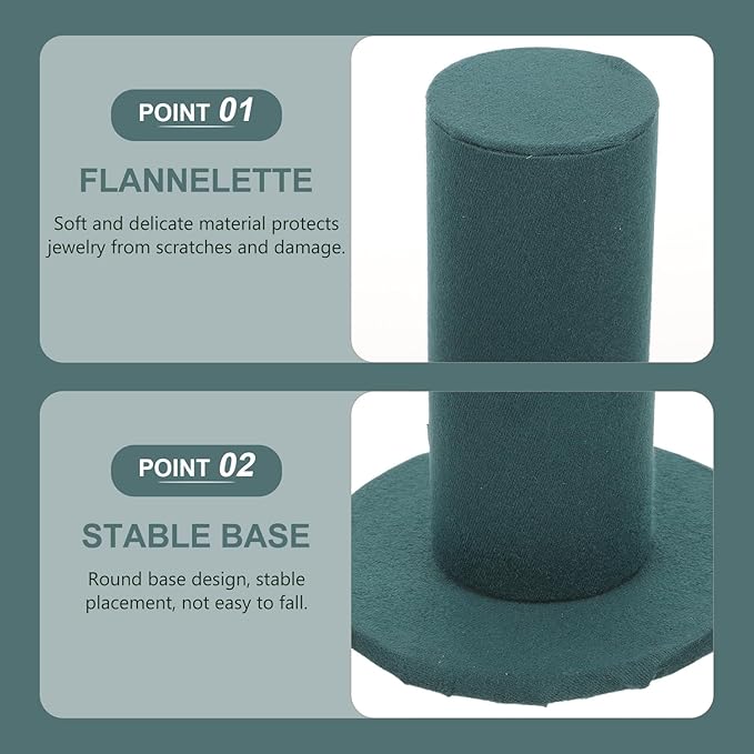 Velvet Vertical Hair Tie Organizer Tower Scrunchie Display Stand for Hair Bands and Jewelry Storage Band Holder Rack for Women Dark Green