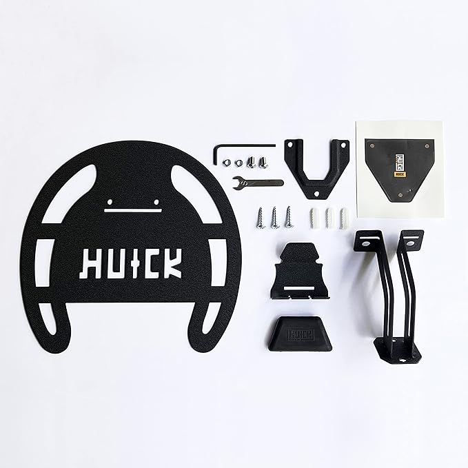 HUCK 2 Pack Helmet Wall Mount Holder Rack for Motorcycle Helmets, Coats (Basic, Black)
