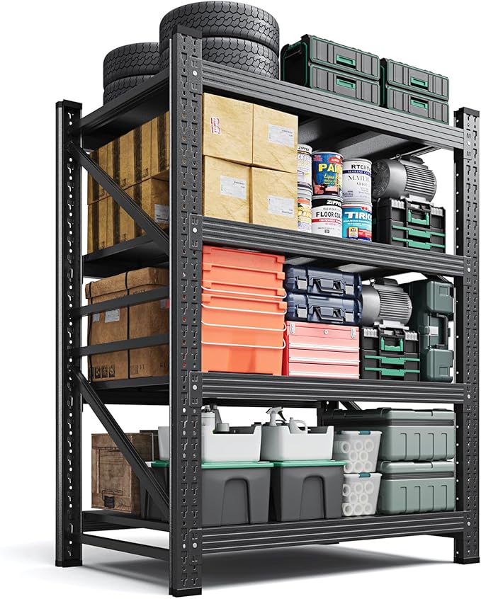 Letaya 2000LBS Storage Shelves Heavy Duty,60" H Garage Shelving Units, 4 Tier Adjustable Utility Rack Shelf,Large Metal Industrial Shelves,for Shop,Warehouse,Basement (40" W x 20" D x 60" H)