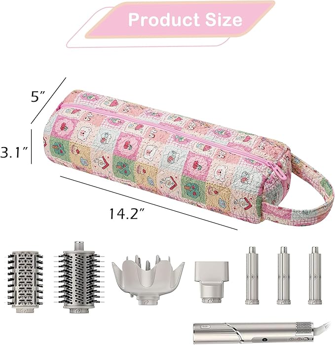 Quilted Hair Tools Travel Bag，Hair Styling Accessories Storage Case for Shark FlexStyle, Dyson Airwrap Hair Dryer, Curling Iron, Revlon Hair Tools，Portable and foldable(03Checkered)