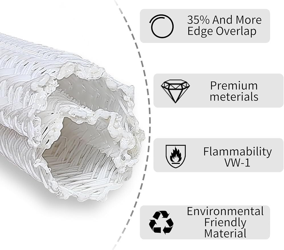 Cable Management Split Wire Loom Sleeve - Cord Hider & Protector for Desk, Pet Chew Proof, Wire Cover Organizer, Flexible Tube for Wires and Cables (1/2 Inch 25FT, White)