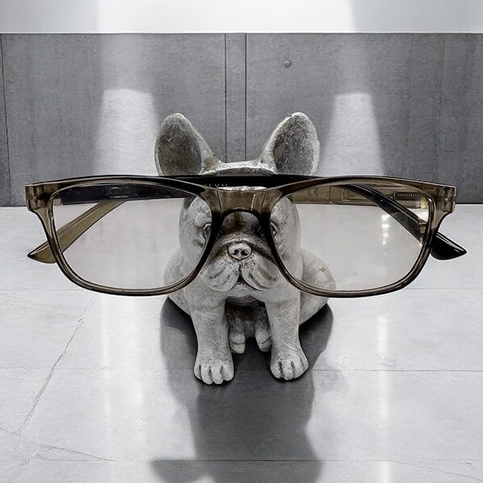Top Brass Cute French Bulldog Eyeglass Holder – Whimsical Reading Glasses Stand – Funny Desk Nightstand Rack Display Organizer – Frenchie Puppy Dog Pet Decor