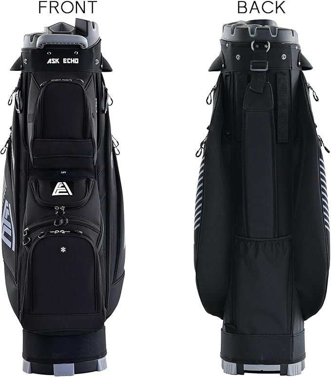 ASK ECHO 2024 T-Lock Golf Cart Bag with 14 Way Organizer Divider Top, Premium Cart Bag with Handles and Rain Cover, for Men