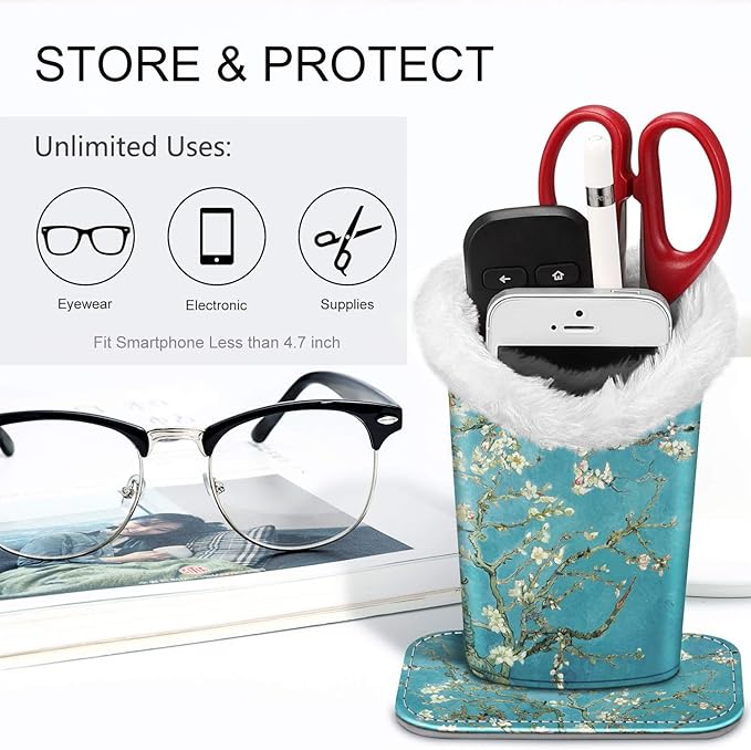 Fintie Plush Lined Eyeglasses Holder, Glasses Stand Case, Anti-scratch Glasses Storage Organizer for Desk, Nightstand, Office