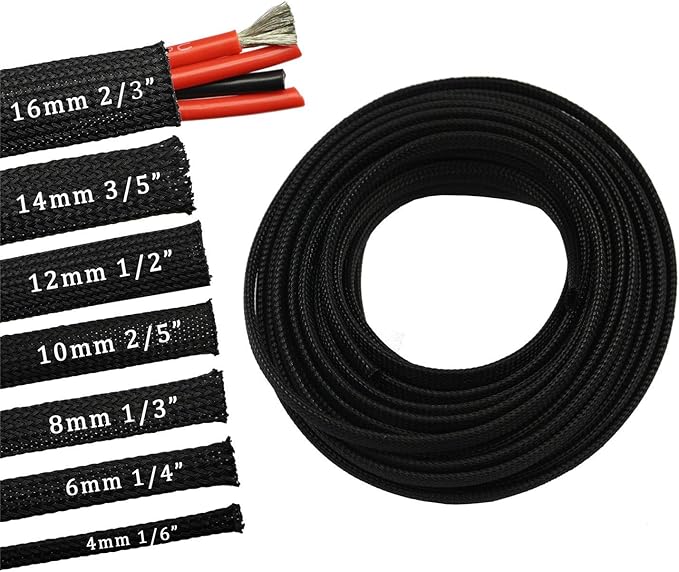 30ft PET Expandable Sleeving Wire Cable Sleeve (1/2", Black)
