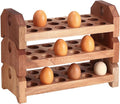 Patelai Wooden Egg Holder Countertop Egg Storage Trays Stackable for 54 Fresh Eggs Deviled Egg Tray Organizer Egg Container Rack for Rustic Kitchen Decoration