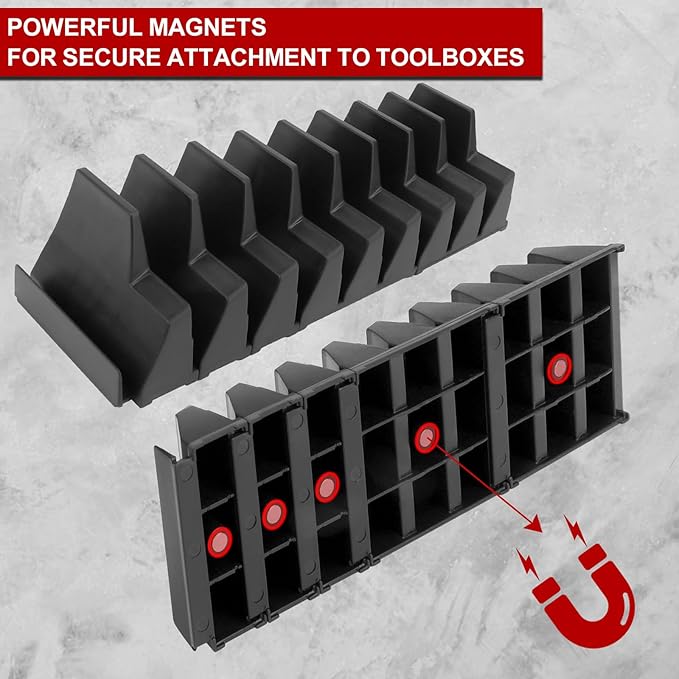 Makerfire 40PCS Magnetic Wrench Organizer for Tool Box Drawer Organization and Storage, Modular Wrench Holder/Rack Set with Metric & SAE Labels (Black)
