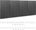 Pegboard, 4 PCS 24"×16" Metal Peg Board Panels Black Modular Wall Organizer Kit with 40 Hooks, Dual-Size Hole Design for Home Tool Storage, Garage Organization, Kitchen, Office, Craft Room