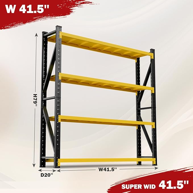 4000LBS Garage Shelving Heavy Duty, 79” H Storage Shelves, 4-Tier Adjustable Metal Storage Shelves, Steel Industrial Shelving Unit, Metal Shelving for Garage, Basement, Warehouse (41.5x20x79in)