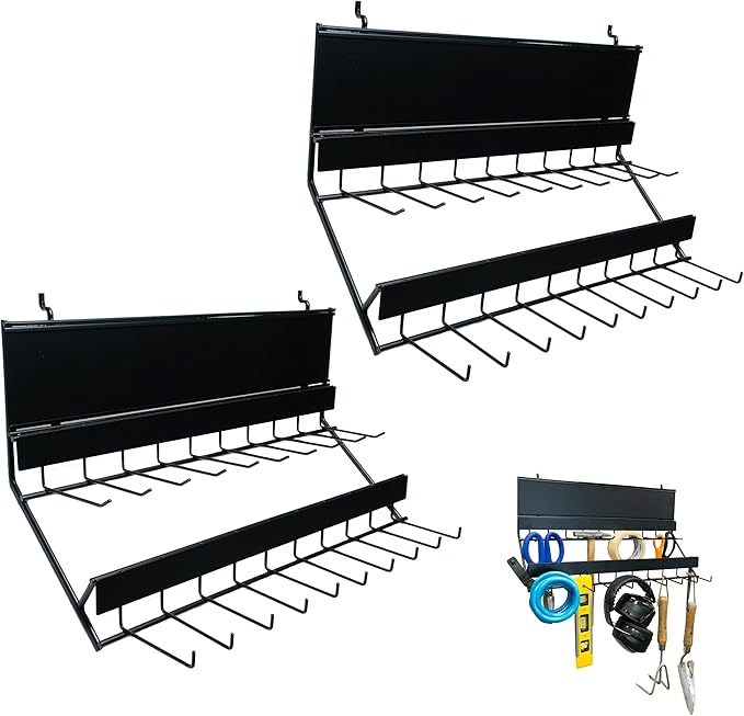 Century Drill & Tool, 2-tier pegboard rack space saver #03199 – perfect for garage organization, store garden equipment and tools, hanging crafts & jewelry, retail, product display (2 Pack)