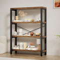 4-Tier 39.37" Wide Heavy Duty Bookshelf, Industrial Wood and Metal Bookshelf, Vintage Bookcase with Lock Wall Design, Living Room Shelf, Rustic Brown