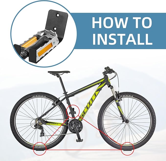 6 Pack Bike Wall Mount Bike Pedal Hanger Wall Mount Bike Hangers Heavy Duty for Garage Vertical Bike Wall Hangers Bike Display Stand Space Saving Wall Bike Rack (6 Pack)