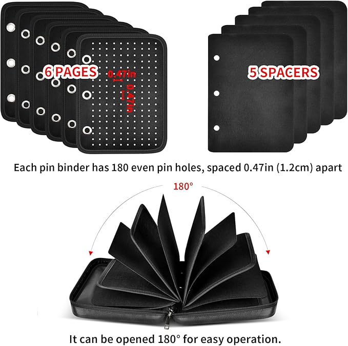 Fireproof Pin Display Book for Collectors, 6 Pages Enamel Pin Display Case, Travel Pin Trading Book, Pin Holder Board Storage for Sports Pins, Memorial Pins, Brooches, Badges, Accessories (Bag Only)
