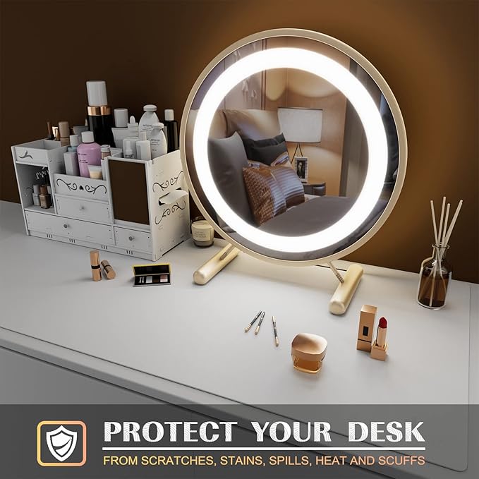 K KNODEL Small Office Leather Desk Mat, Mouse and Keyboard Pad, Computer and Laptop Mat, Desktop Protector and Cover, Writing Pad and Blotter (23.6"x13.8", White)