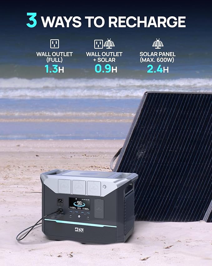 DaranEner Portable Power Station 1382.4Wh LiFePO4 Battery, 1800W (3000W Surge) Solar Generator with 1.3Hr Fast Charge, 15ms UPS Portable Generator for Home, Camping, RV, Emergency