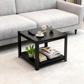 2-Tier End Table, Sofa Side Table for Small Space with Storage Shelf, Couch Table & Nightstand for Living Room, Bedroom, Office,32''H×14''W''D×12''D