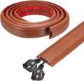 HARFINGTON 6ft Cord Cover Floor W0.6 x H0.33 Inner Channel PVC Hide Extension Cable Floor Wire Hider Wire Covers Protector for Prevent Cable Trips Cables Management, Wood Brown