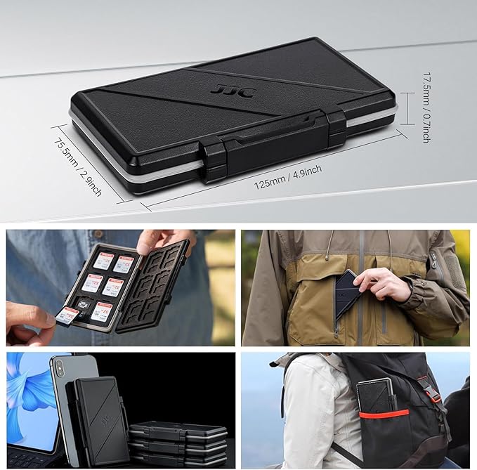 36 Slots Memory Card Case Water-Resistant Anti-Shock Memory Card Wallet for 24 Micro SD SDXC SDHC TF Cards and 12 SD SDXC SDHC Cards