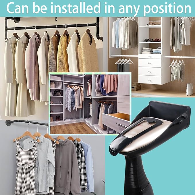 Ironing Board Hanger Wall Mount for Clothes for Conair Handheld Garment Steamer，for Laundry Rooms Storage Organizer,Garment Steamer Stand Compatible with Conair GS59X、GS59B Models (Black) (Black)
