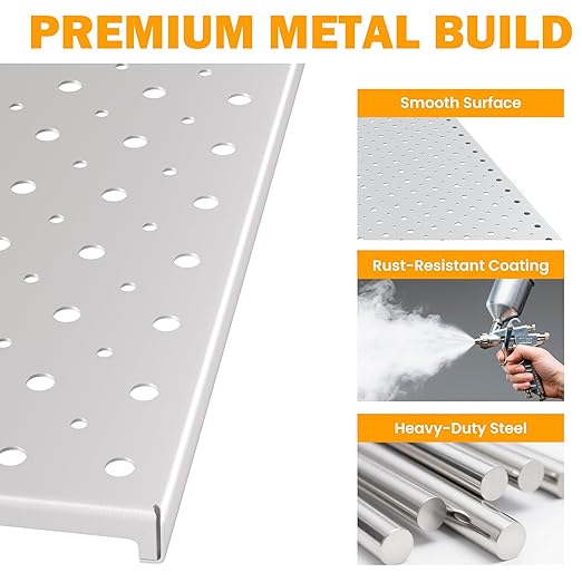 Pegboard Smith Metal Pegboard Panels, 16" x 12" Heavy-Duty Steel Wall Peg Boards for Garage Tool Storage, Pegboard Organizer System (Pack of 3, Gray)