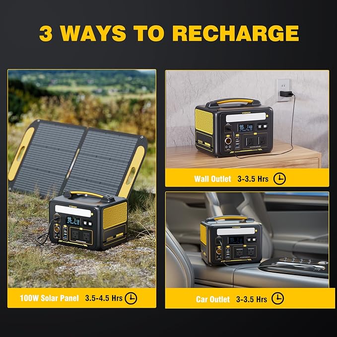 VTOMAN Jump 600X Portable Power Station 600W, 299Wh Solar Generator LiFePO4 Battery Power Station with Jump Start for Car, 1200W AC Outlet, PD 60W USB-C, 3x Regulated 12V/10A DC for Camping, RV Travel