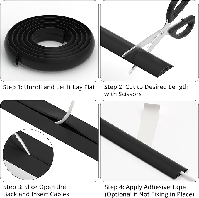 ZhiYo 5.6ft Cord Covers for Wires on Floor, Cord Hider Floor Hide Extension Cords, Soft PVC Cable Cover Cable Protector, Wire Cavity W0.62in H0.31in, Vintage Coffee