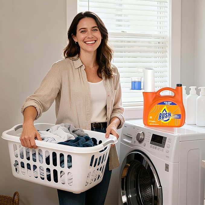 Electric Laundry Detergent Dispenser – 2000mAh USB-Rechargeable Laundry Dispenser Liquid Pump, 15-75ml Precise Dose, Fits Most Dual-Opening Detergent Buckets for Home Laundry Room (Light Gray)