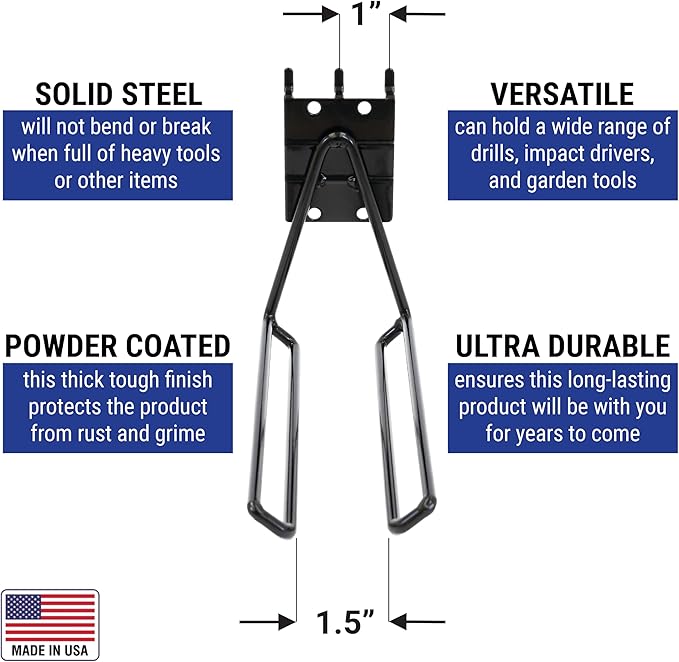 Victory Display Heavy Duty Garage Hooks | for Tools, Ladders, Garden Equipment | Fits Pegboard & Slatwall | Storage Hook for Hanging | Shed Wall Organizer for Tool Rack, Garage Wall Hangers | 3-Pack