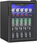 Compact Beverage Refrigerator, 105 Can/2.7 Cubic Feet Fridge with Glass Front Door for Soda, Beer or Wine, Under Counter Small Refrigerator with Adjustable Shelve & Digital Display(Black)