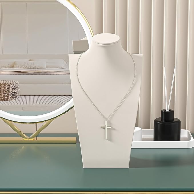 Necklace Bust Stand for Selling, Beige VelvetNecklace Display Holder, Jewelry Necklace Organizer Rack for Home Use or Shop Show (13" Height)