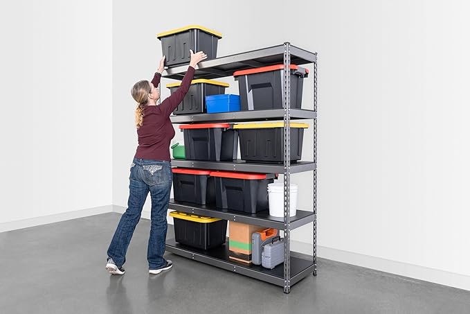 SafeRacks Modular Garage Shelving - 5 Tier Storage Shelves, Tall Metal Rack Shelves for Storage, Heavy Duty Steel Shelf Organizer for Garage, Or Kitchen Pantry (Hammertone, 18 x 60 x 72)