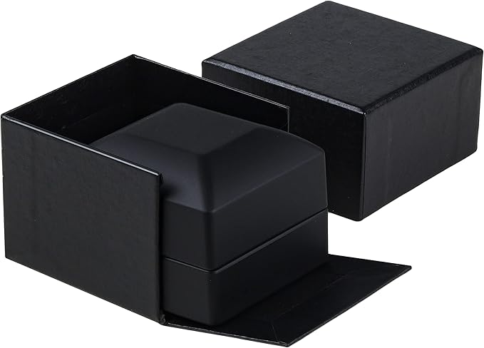 Allure - Luxury Earring Box With LED Light, Square Shaped Elegant Diamond Earring Case, For Unique Proposal, Engagement Or Wedding, Small, Black Velvet Interior Jewelry Display Gift Box.