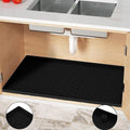 Under Sink Mat, 19"x22" Under Sink Mats for Kitchen, Silicone Waterproof Under Sink Liner, Sink Cabinet Organizer Tray with Drain Hole (Black, 19X22)
