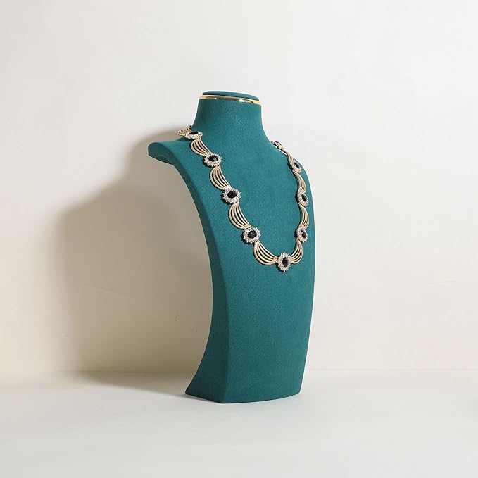 velvet necklace display stand, necklace display holder for selling, bust jewelry display, necklace mannequin display stand【Green-Large】