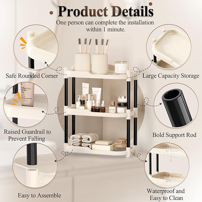 MARTY Bathroom Counter Organizer 3 Tier Makeup Organizer Countertop for Vanity Skincare Perfume Cosmetic Holder Spice Rack Storage Shelf for Bathroom Dresser Kitchen Coffee