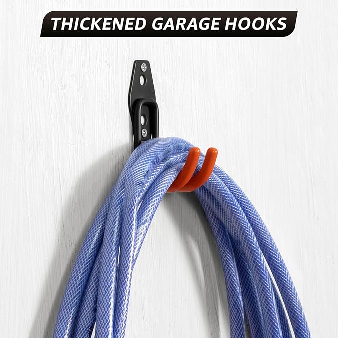 20 Pack Utility Steel Heavy Duty Wall Mount Garage Hooks,with Anti-Slip Coating,for Hanging Bikes,Ladder,Ropes,Bulk Items,Power,Yard and Garden Tools
