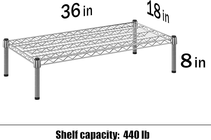 18" Deep x 36" Wide x 8" Height 1-Tier Wire Shelving Kit | NSF Commercial Storage Rack Unit