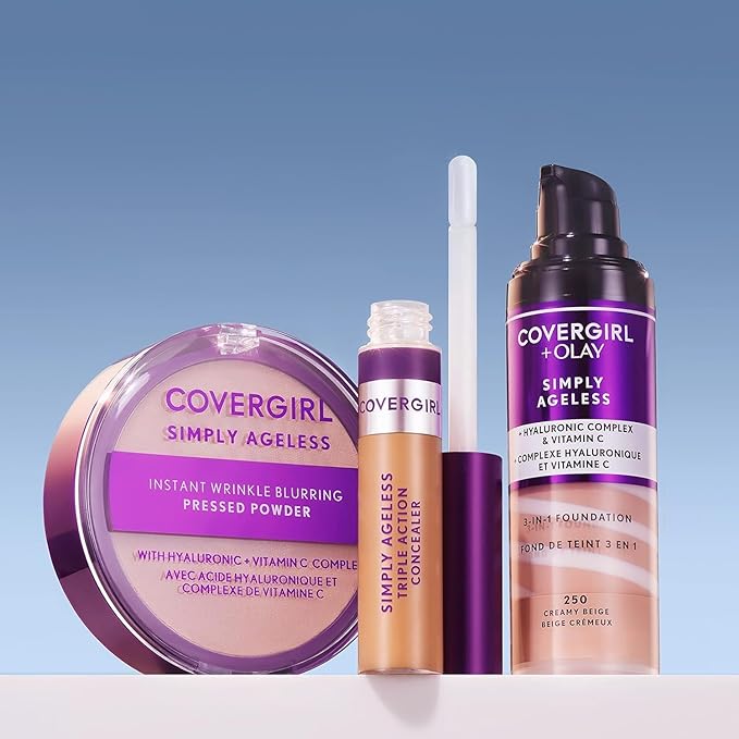 COVERGIRL & Olay Simply Ageless 3-in-1 Liquid Foundation, Matte Finish, Hyaluronic & Vitamin C Formula, 260 Classic Tan, 1 Count