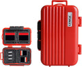 LYNCA 24 Slots Camera Memory Card Case Holder Water-Resistant Anti-Shock SD Card Case Holder Wallet for 8 SD Cards 4 CF Cards 12 Micro SD/TF Cards Storage Box, Compact Memory Cards Wallet (Red)
