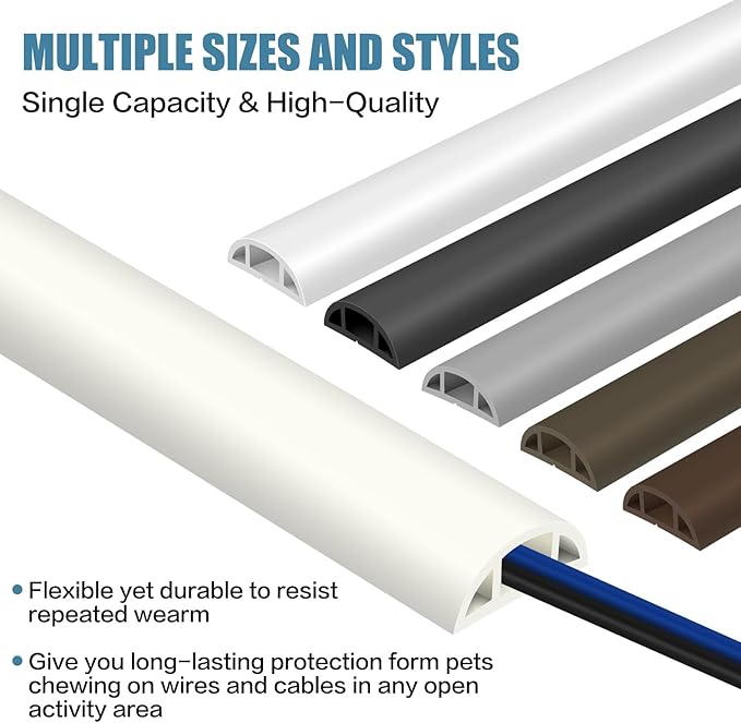 Floor Cord Covers for Wires 10FT Cable Hider Wire Cover Self Adhesive Cord Hider Floor for Offices, Homes, Workshops, Warehouses Cable Cavity 0.39" W x 0.27" H
